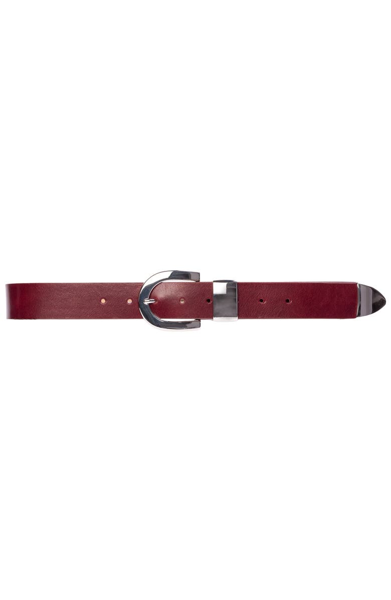 BLACK SUEDE STUDIO Mena Belt, Main, color, Bordeaux Leather / Silver