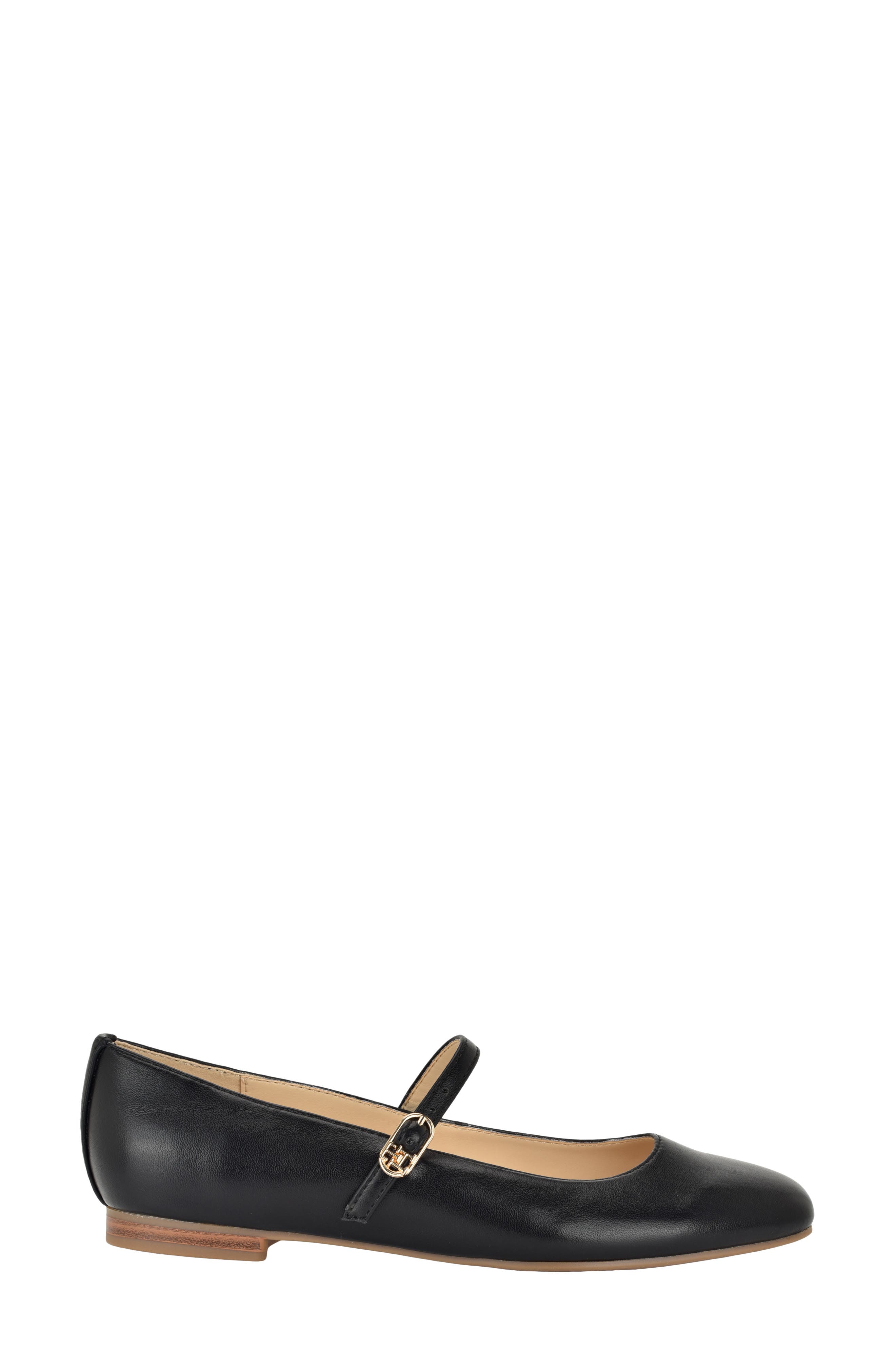 Savoyn Faux Leather Mary Jane Flat, Alternate, color, BLACK