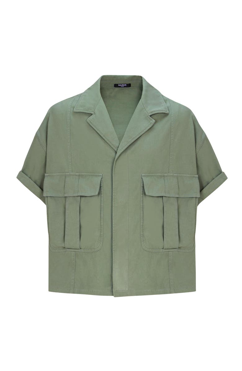 Balmain Cotton utility shirt, Alternate, color, Green