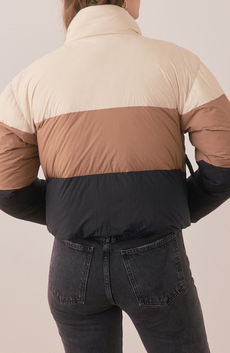 Marine Layer Gia Crop Down Puffer Jacket, Alternate, color, Neutral Colorblock