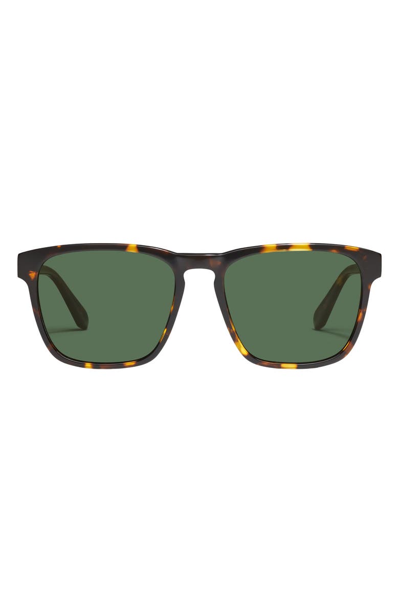 QUAY Unplugged 56mm Polarized Square Sunglasses, Main, color, Tortoise/ Green Polarized