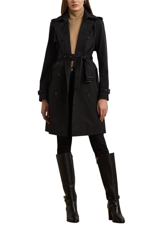 Double Breasted Belted Rain Trench Coat