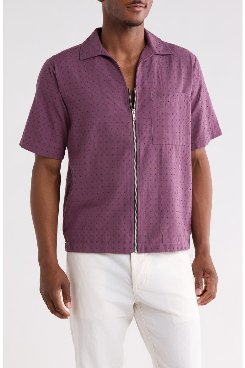 Azzish Zip Cotton Shirt, Main, color, AUBERGINE