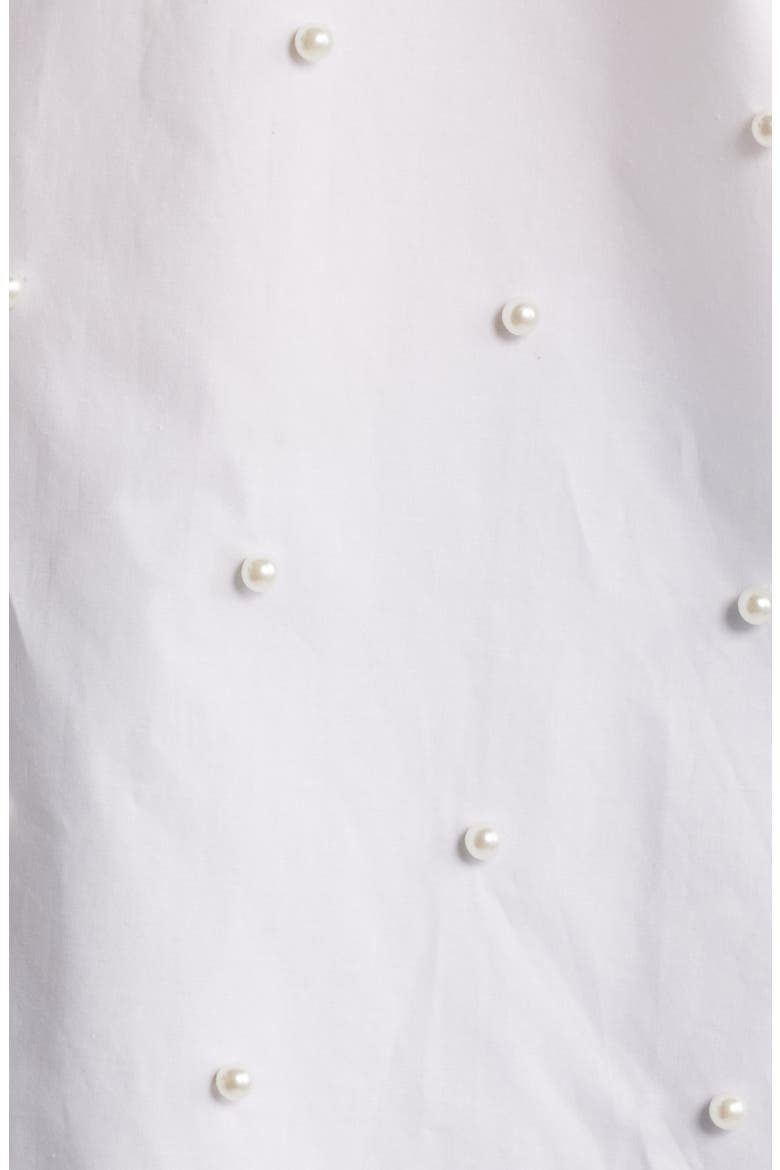 The Oversize Pearly Stud Organic Cotton Button-Up Shirt, Alternate, color, WHITE