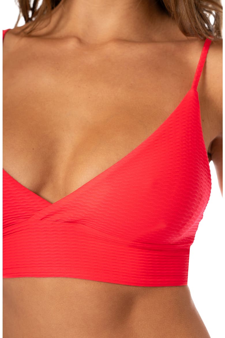 Sunset Punch Lace-Up Bikini Top, Alternate, color, BRIGHT RED