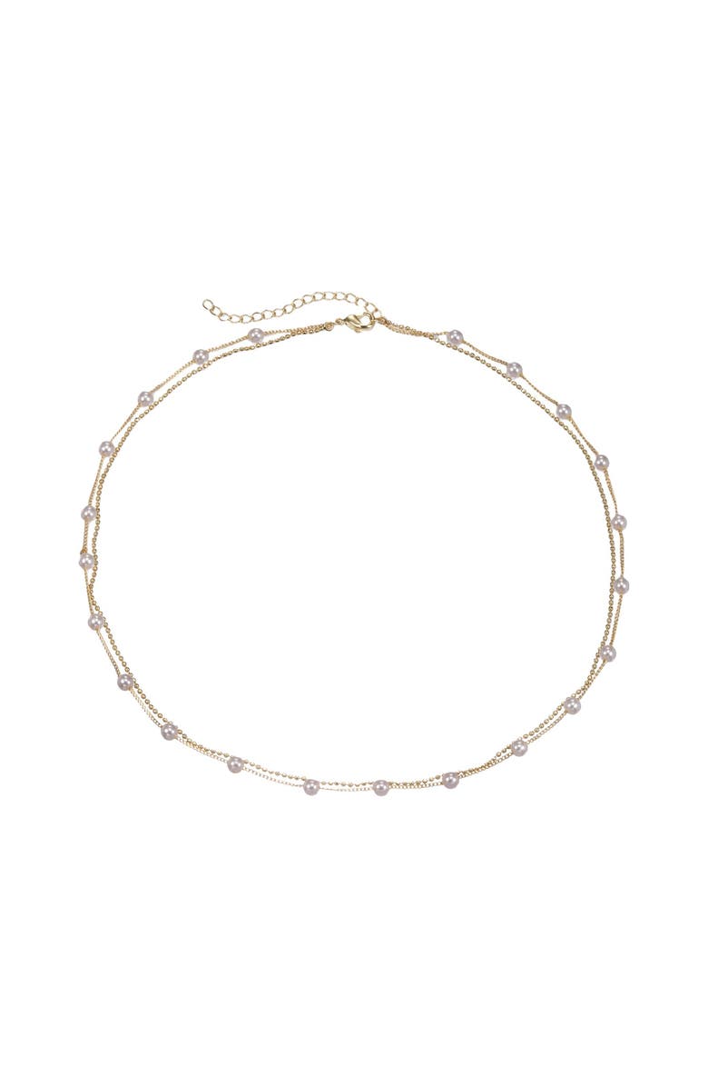 BY ADINA EDEN Double Strand Pearl X Ball Chain Necklace, Main, color, Pearl White