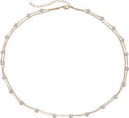 BY ADINA EDEN Double Strand Pearl X Ball Chain Necklace