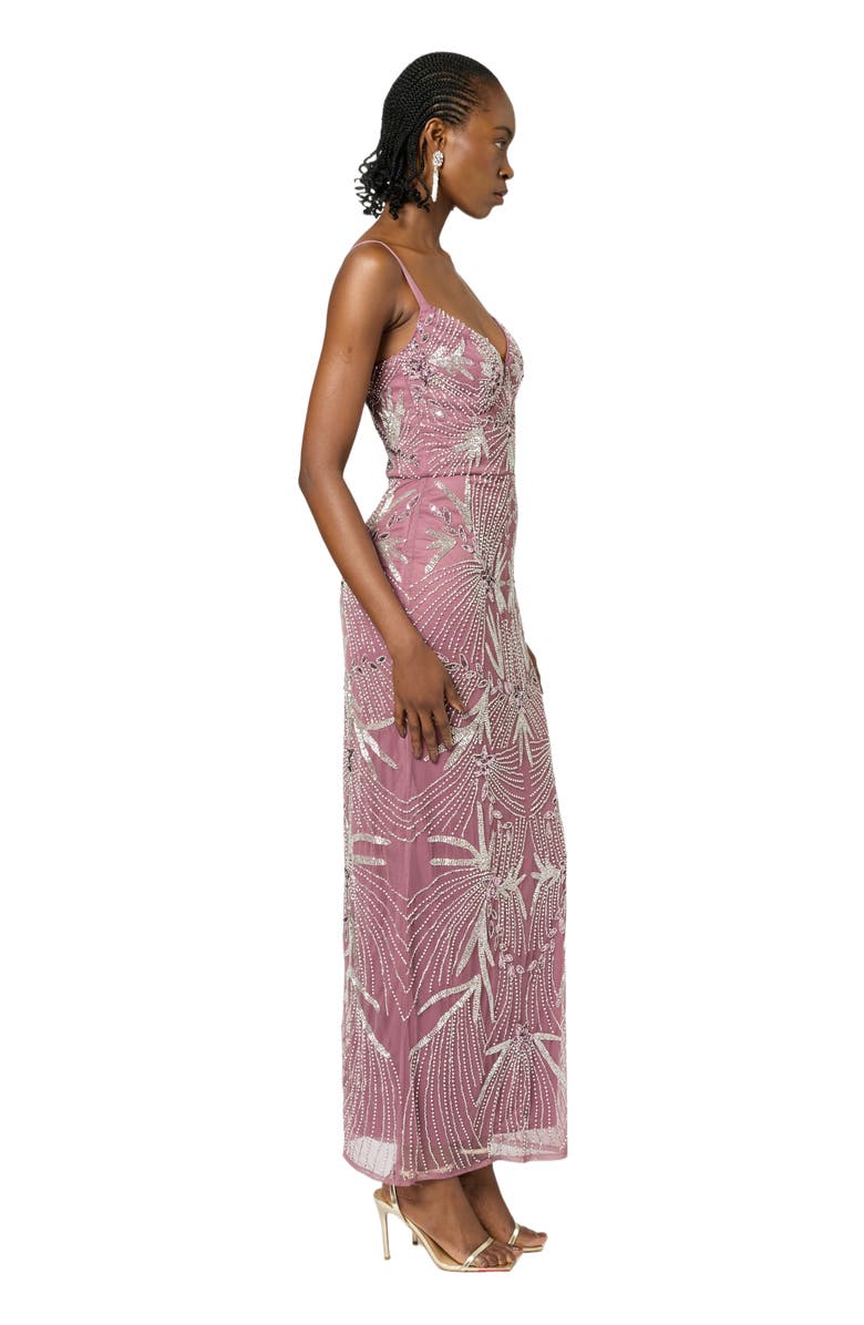 BEAUUT Occasion Embellished Sequin Beaded Adjustable Strap Evening Dress, Alternate, color, Mauve