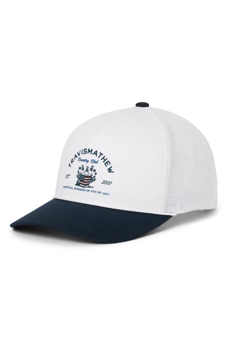 TravisMathew Firecracker Fiesta Snapback Trucker Cap, Main, color, 