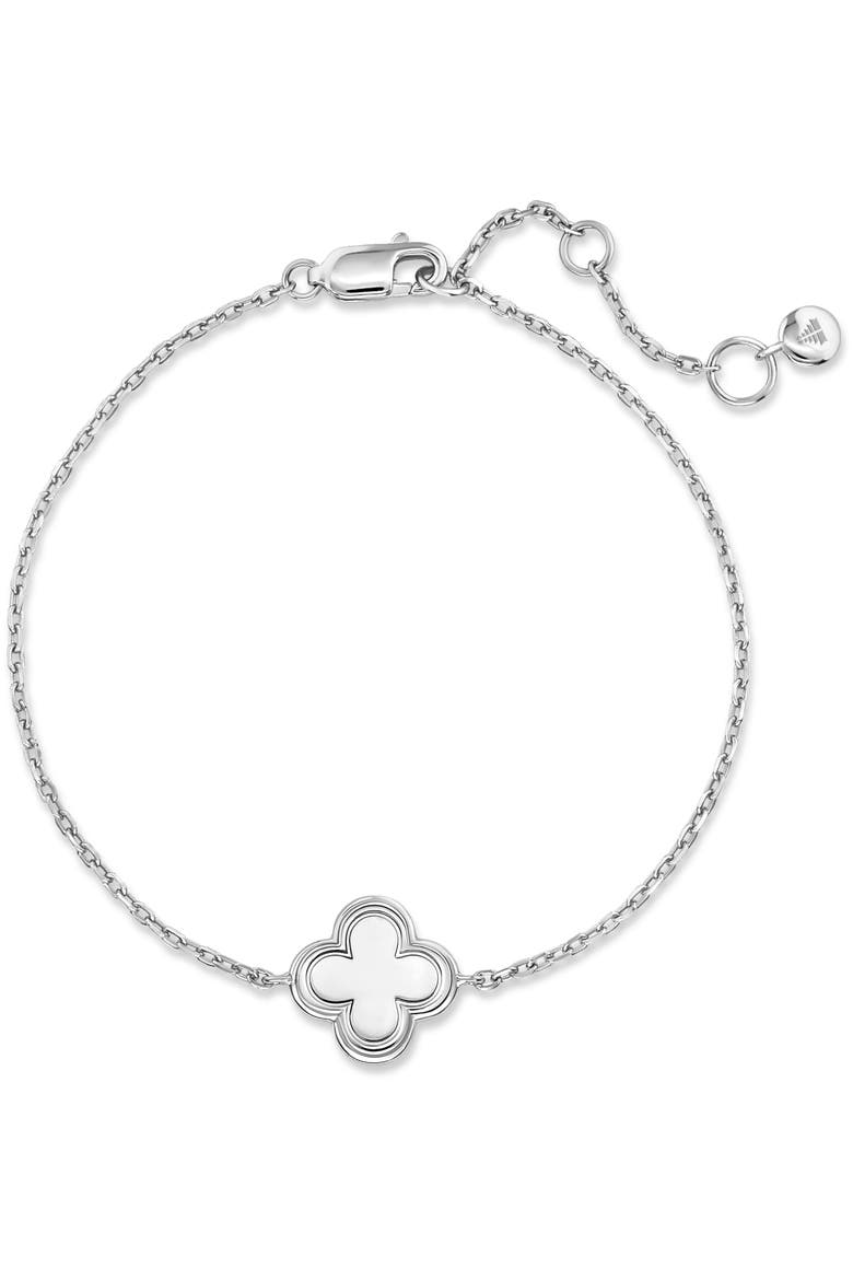 Clover Chain Bracelet in Rhodium Plated Sterling Silver, Main, color, Silver