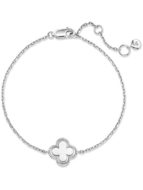 Clover Chain Bracelet in Rhodium Plated Sterling Silver