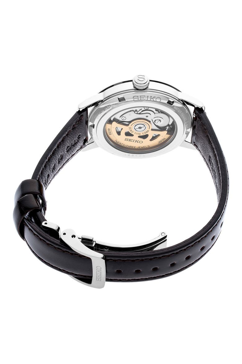 Presage Automatic Leather Strap Watch, 40.5mm, Alternate, color, RED