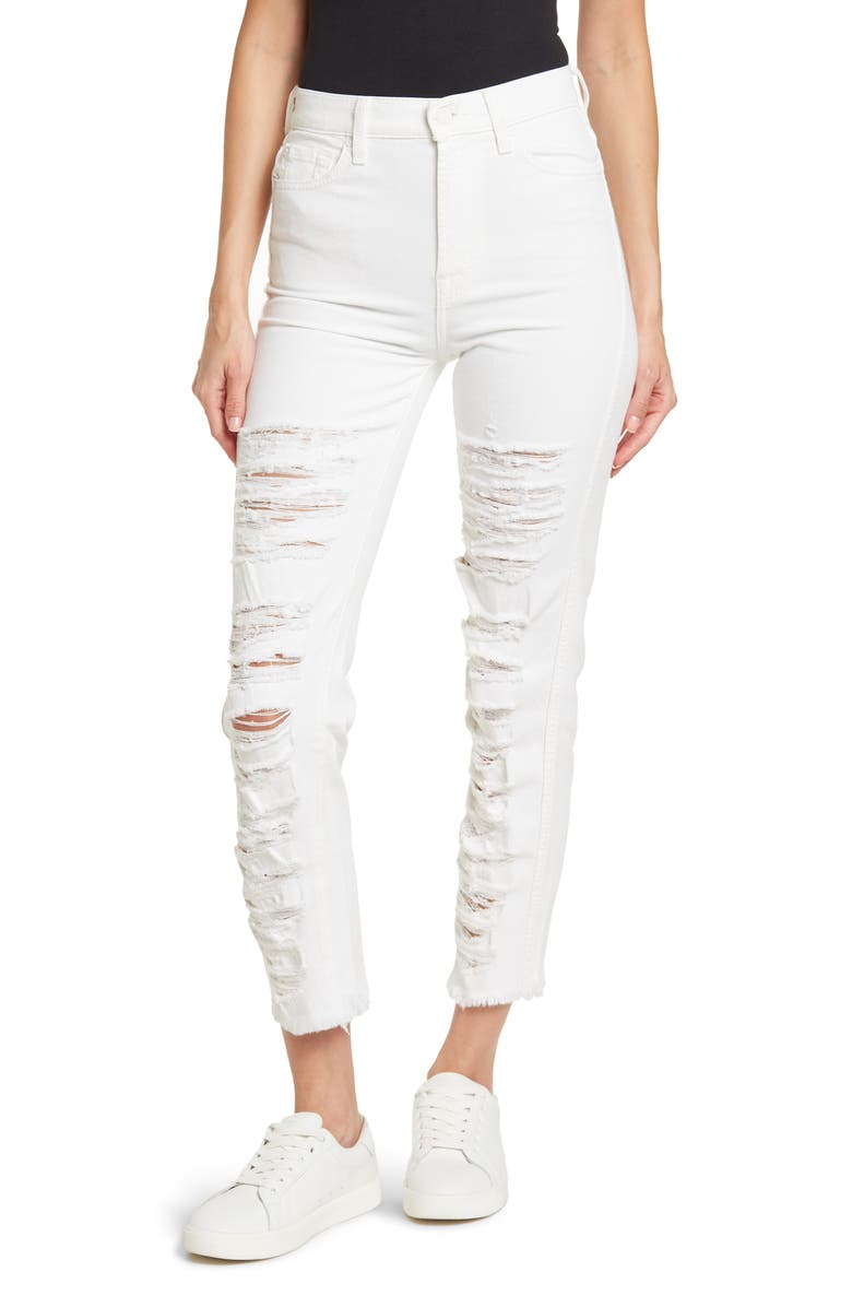 7 For All Mankind <sup>®</sup> High Waist Crop Straight Leg Jeans, Main, color,