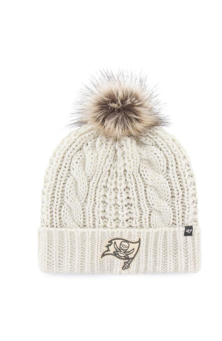 '47 Women's '47 Cream Tampa Bay Buccaneers Meeko Cuffed Knit Hat with Pom, Main, color,