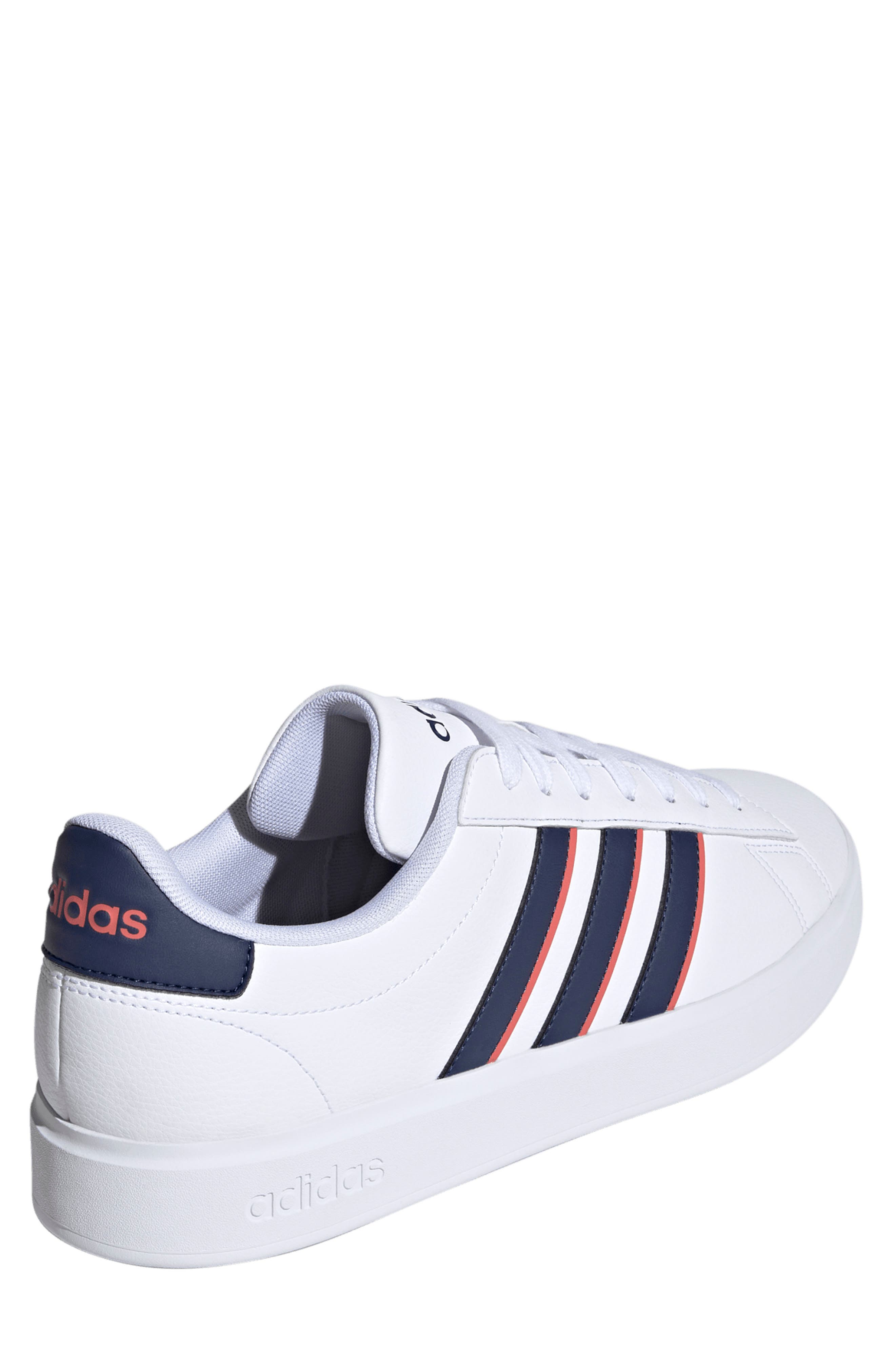 adidas Grand Court 2.0 Sneaker, Alternate, color, White/ Dark Blue/ Scarlet
