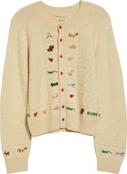 Bode Zoologist Embroidered Merino Wool & Alpaca Cardigan