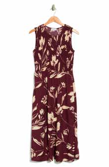 Calvin Klein Smocked Sleeveless Fit & Flare Midi Dress