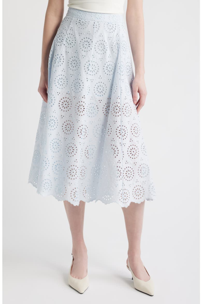 The Solstice Eyelet Midi Skirt, Main, color, ICE BLUE