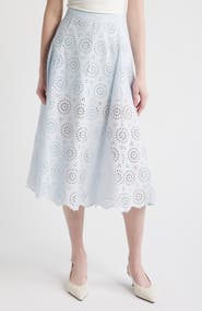 FRAME The Solstice Eyelet Midi Skirt