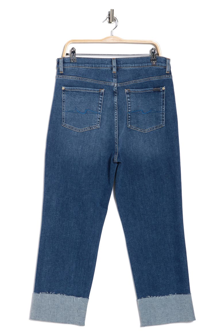 Logan Cuffed Raw Hem High Waist Ankle Straight Leg Jeans, Alternate, color, BEIDA