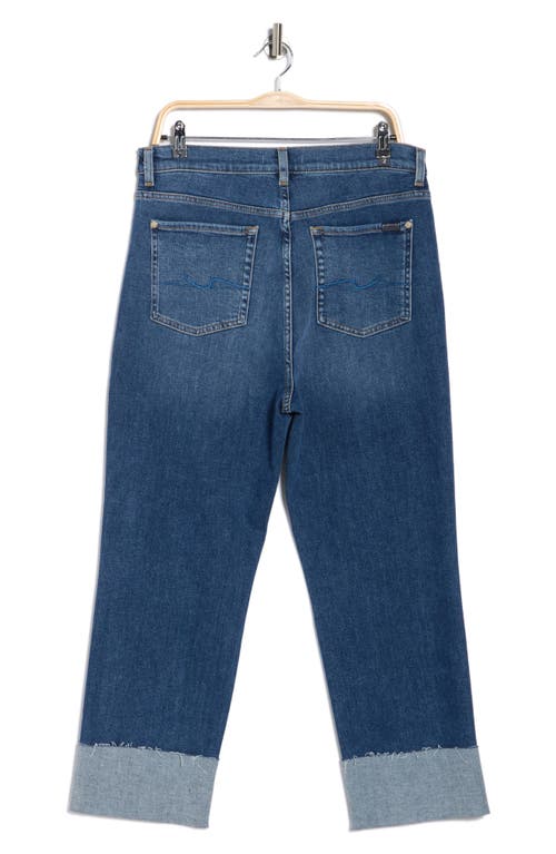 7 For All Mankind Logan Cuffed Raw Hem High Waist Ankle Straight Leg Jeans In Blue