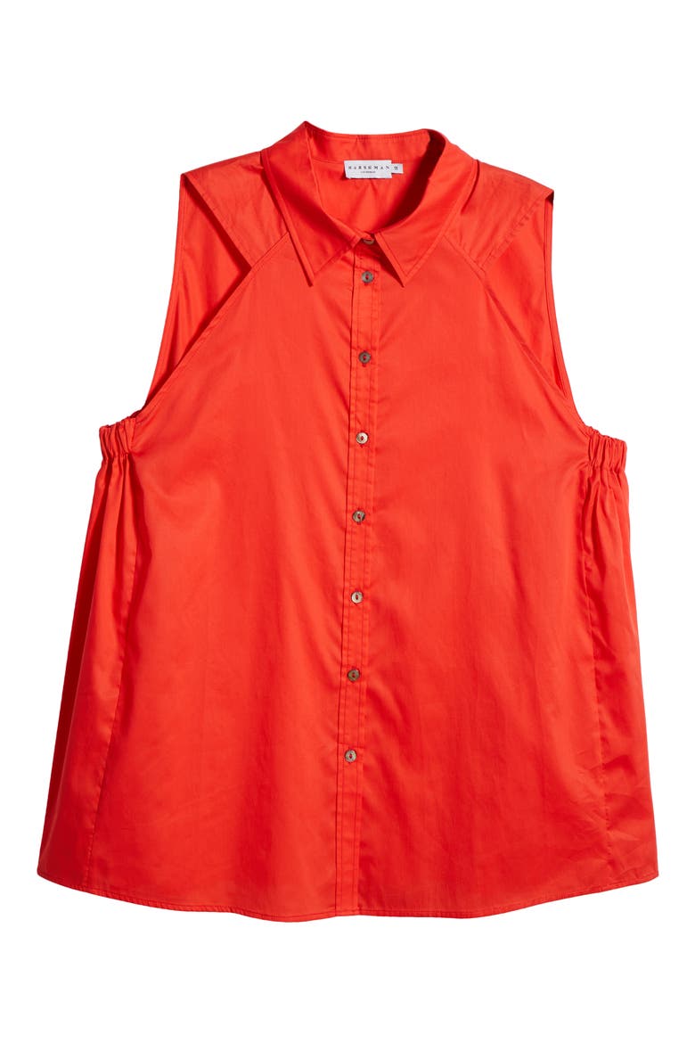 Ziva Sleeveless Button-Up Shirt, Alternate, color, POPPY RED