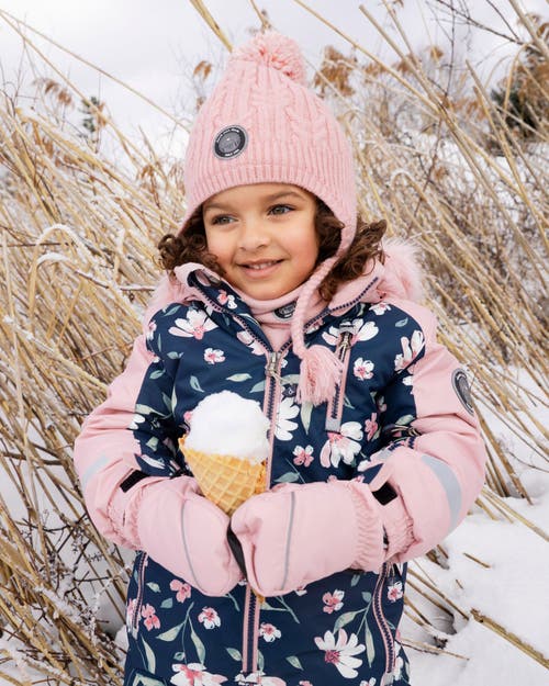 Deux Par Deux Lined Winter Hat With Pompom In Pink