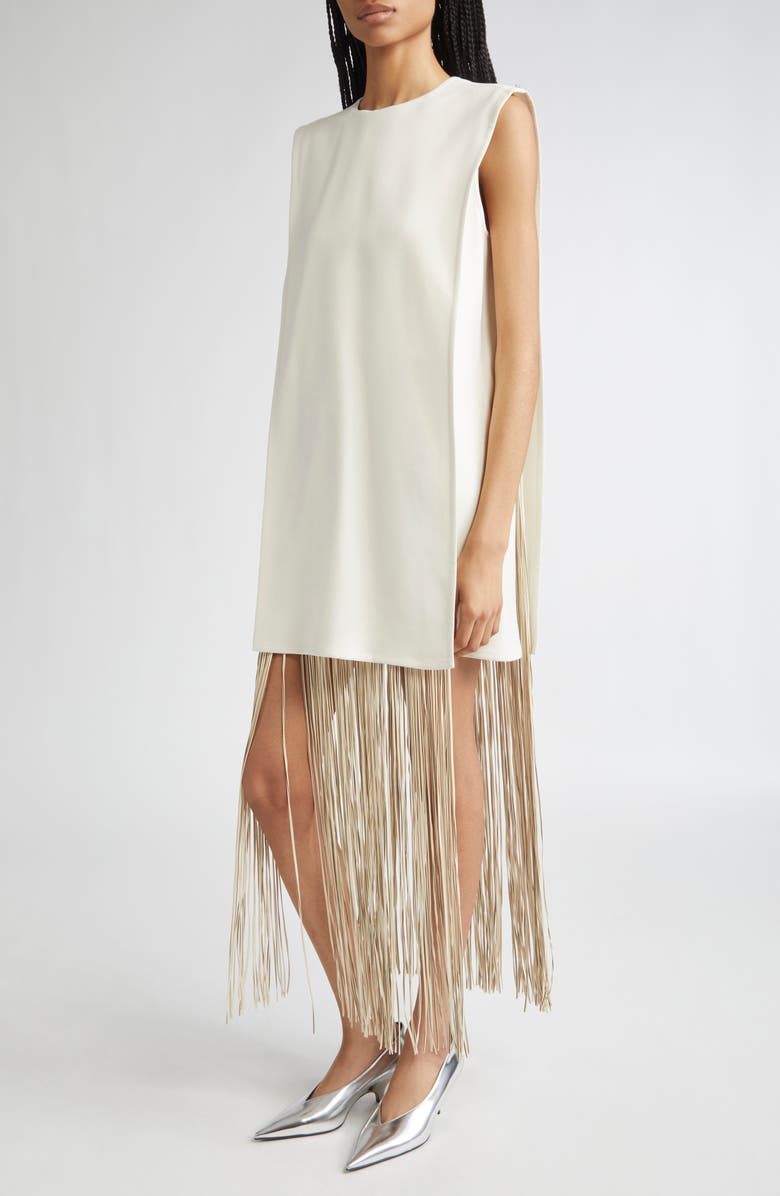 SPORTMAX Finnici Fringe Cady Sheath Dress, Alternate, color, Pink