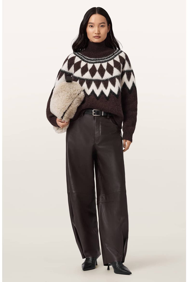 Tara Fair Isle Alpaca & Wool Blend Turtleneck Sweater, Alternate, color, OXBLOOD RED
