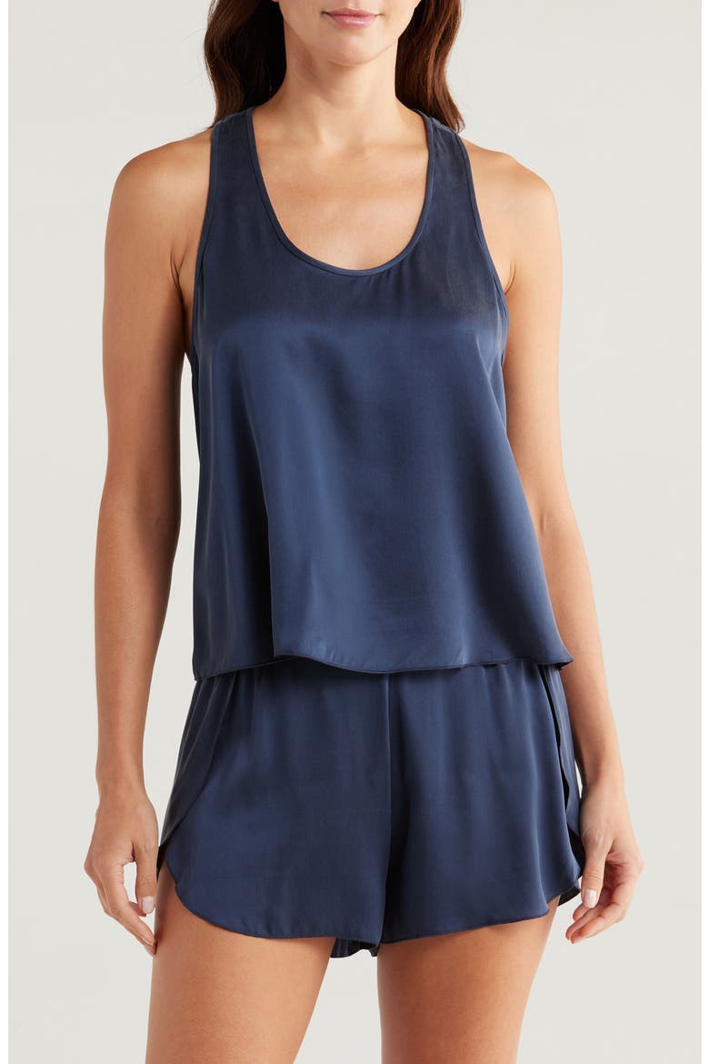 Racerback Washable Silk Short Pajamas, Main, color, DEEP BLUE
