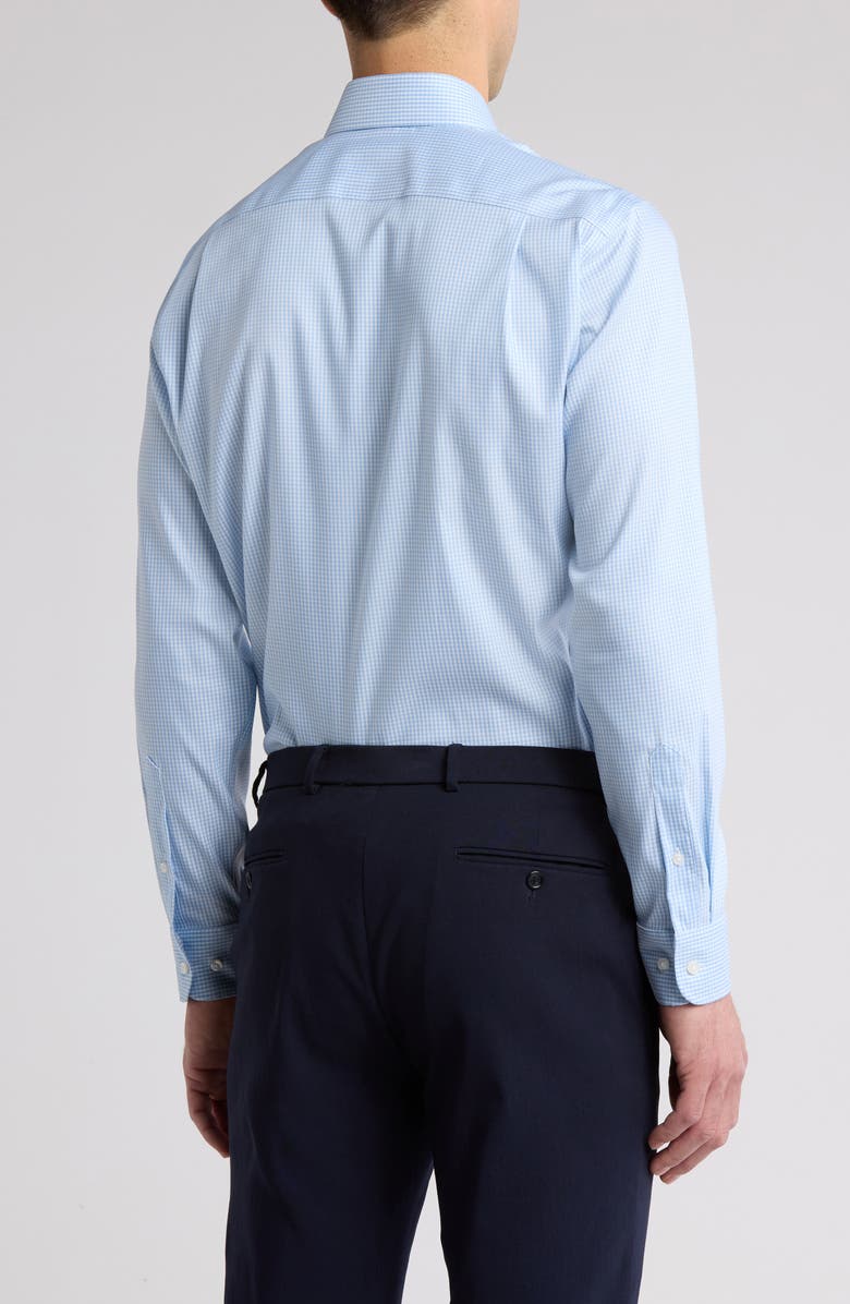Nordstrom Trim Fit Gingham Premium Performance Dress Shirt, Alternate, color, Blue Gingham Check