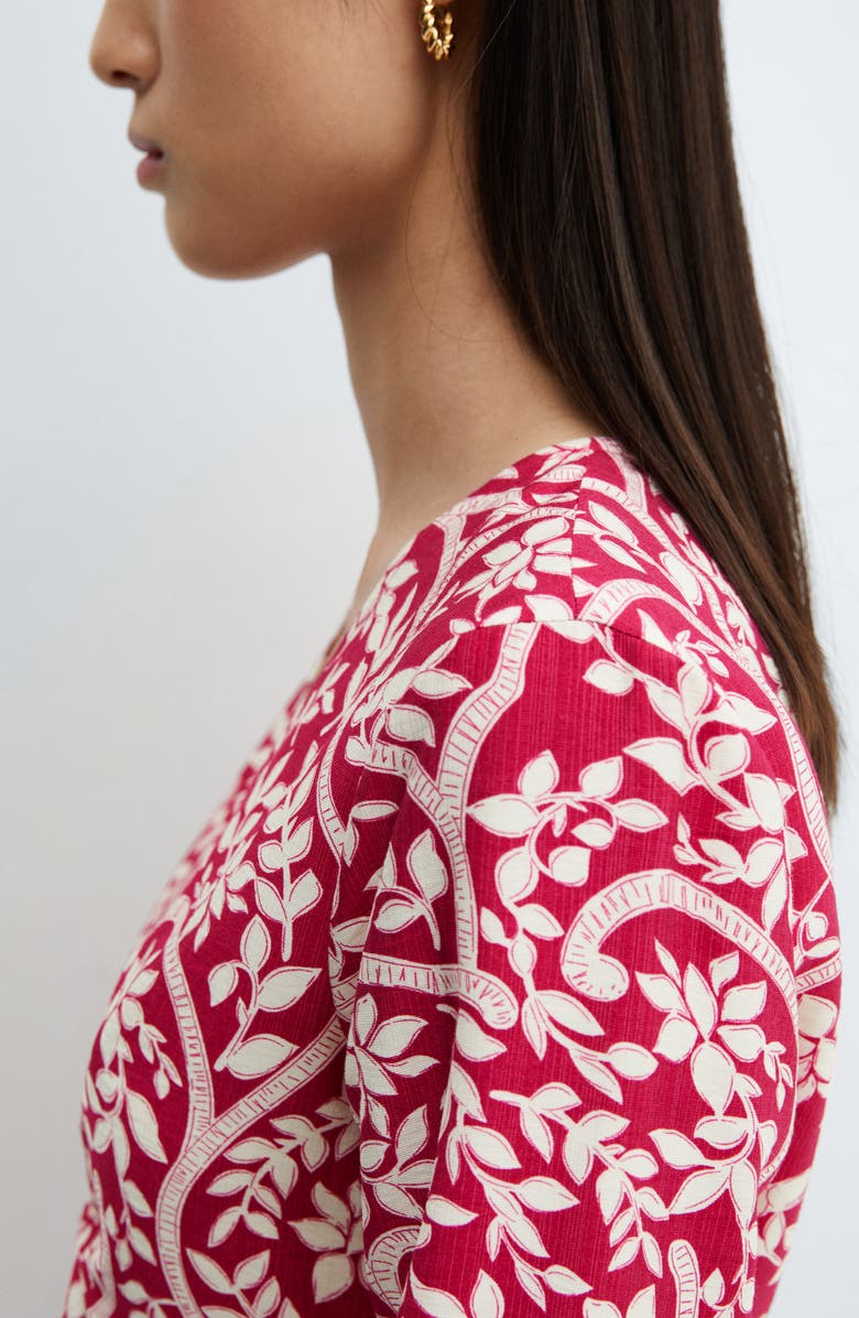 MANGO Cutout Detail Long Sleeve Floral Dress, Alternate, color, 