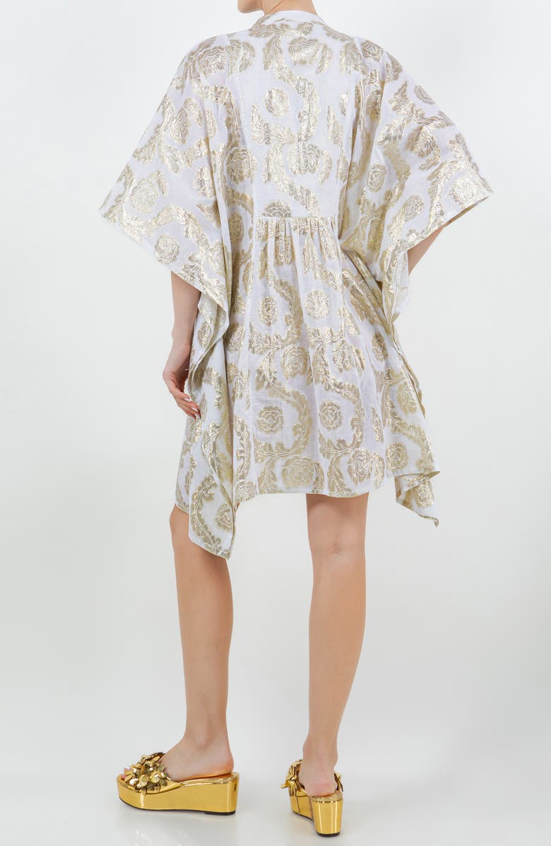 MEGHAN LA Palm Springs Metallic Jacquard Caftan Dress, Alternate, color, Seashell Gold