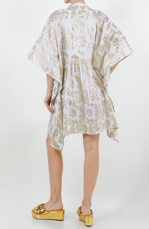 Meghan La Palm Springs Metallic Jacquard Caftan Dress In Seashell Gold