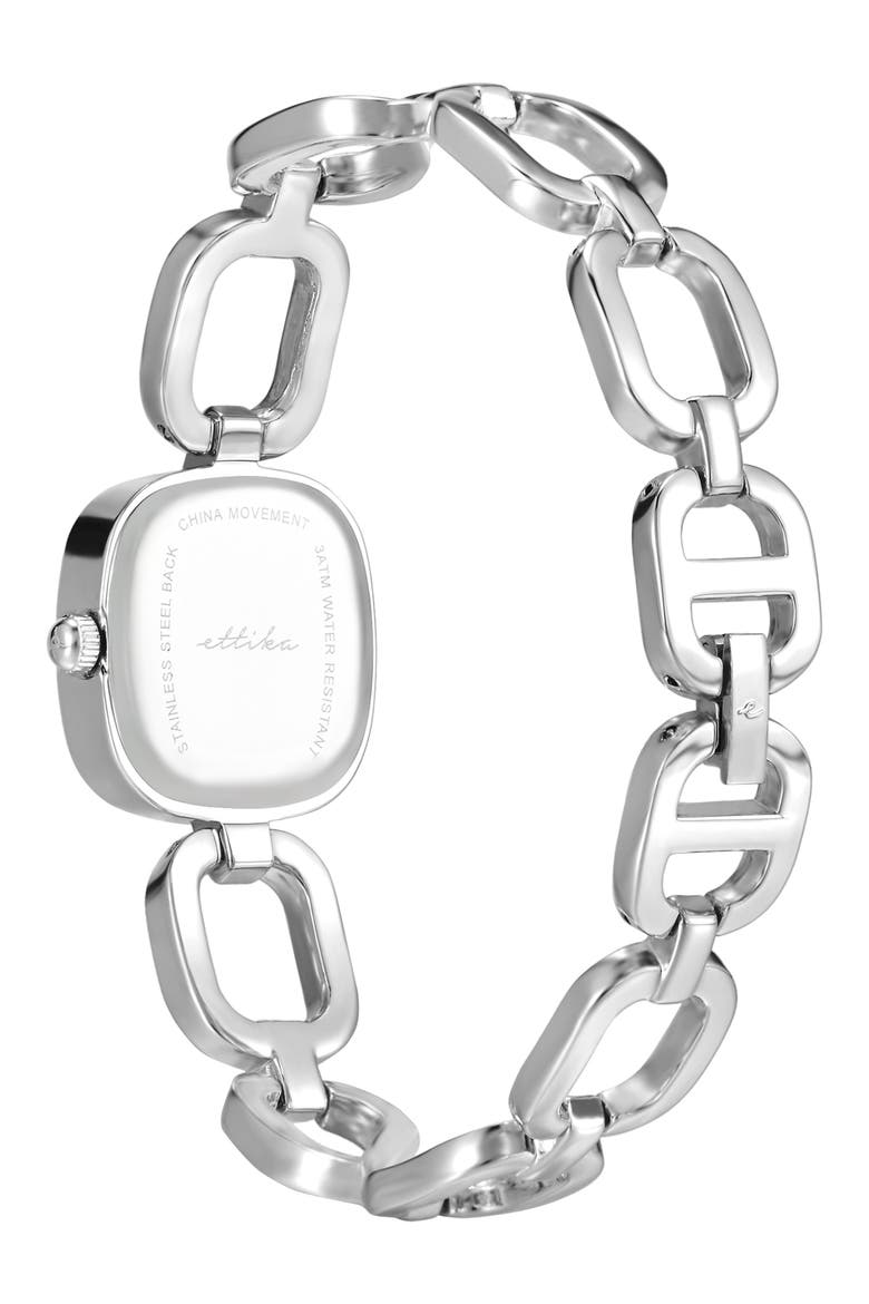 Square Link Bracelet Watch, Alternate, color, VANILLA AND SILVER
