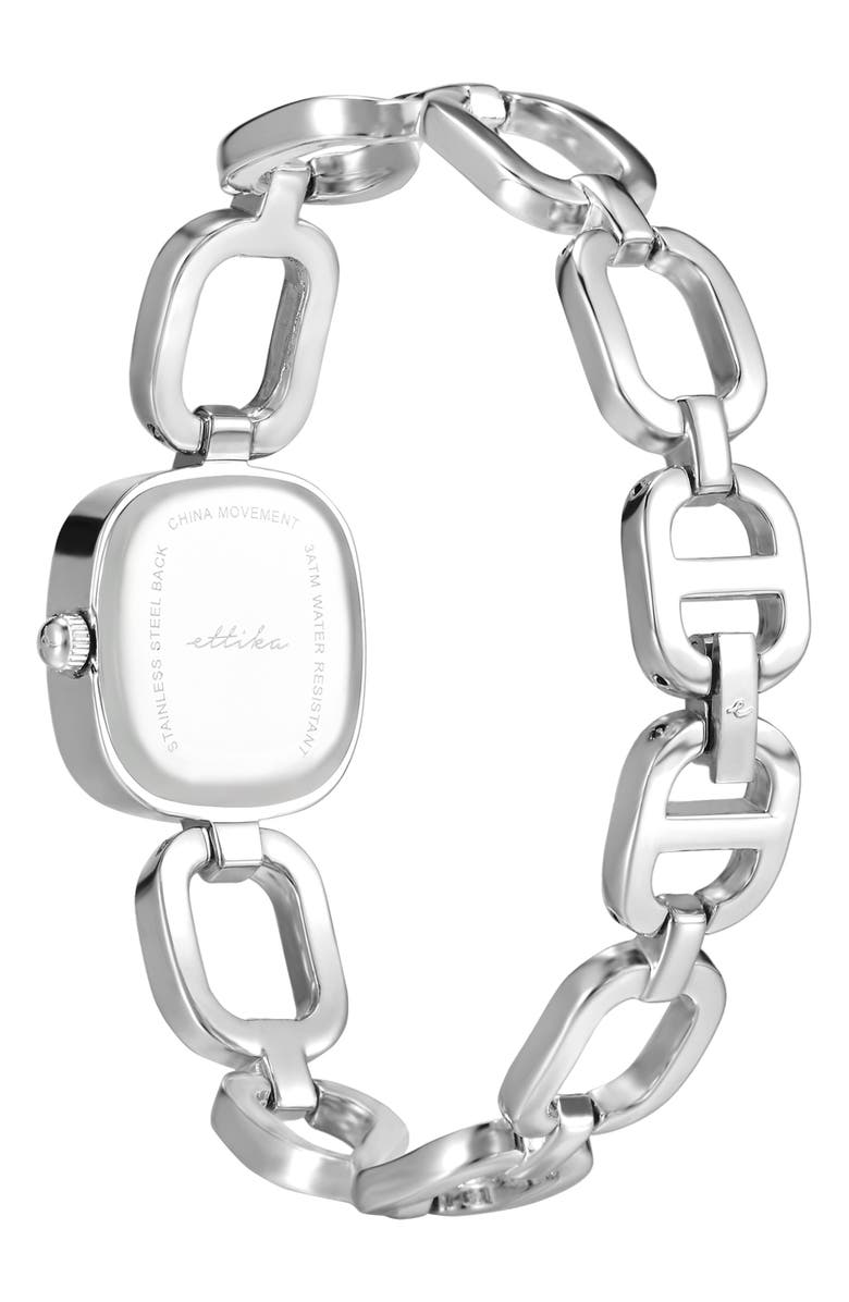 Ettika Square Link Bracelet Watch, 22mm x 23mm, Alternate, color, Vanilla And Silver