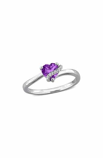Semiprecious Stone & Diamond Heart Ring