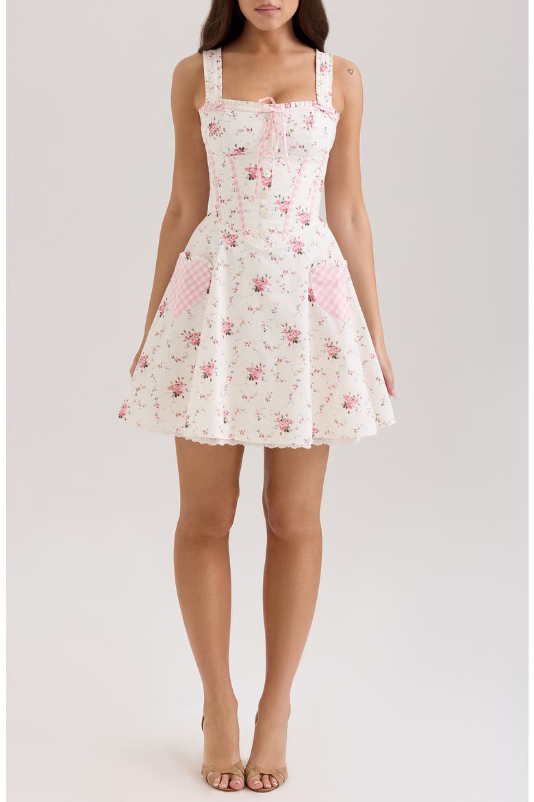 Marianella Floral Fit & Flare Cocktail Minidress, Main, color, ROSE CREAM