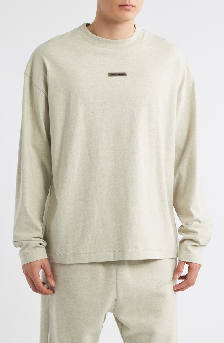 Fear of God Essentials Classic Fit Long Sleeve Logo Graphic T-Shirt, Main, color, Heather Stone