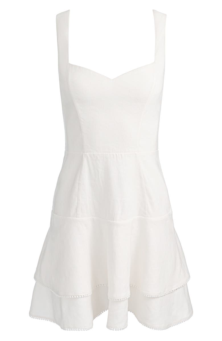 Alice + Olivia Miriam Picot Trim Linen Blend Minidress, Alternate, color, 