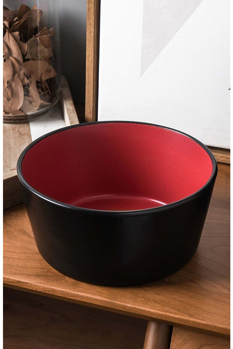 Albie Stoneware 4-Piece Bowl Set, Alternate, color, Red and Black