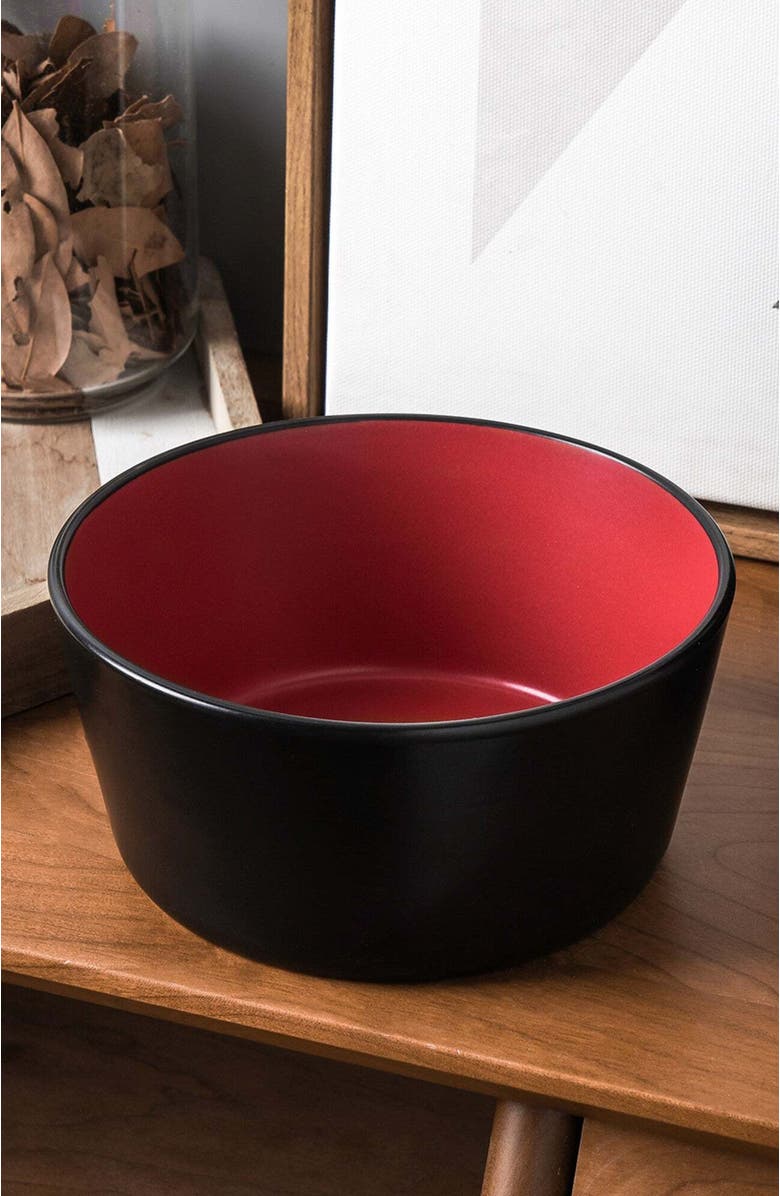 Stone Lain Albie Stoneware 4-Piece Bowl Set, Alternate, color, Red And Black