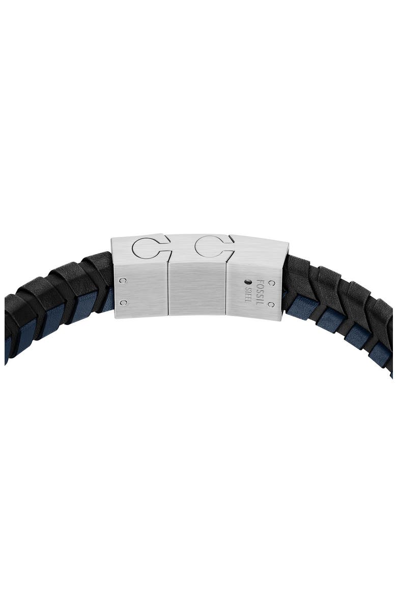 Men's Woven Leather Bracelet, Alternate, color, BLUE/ BLACK