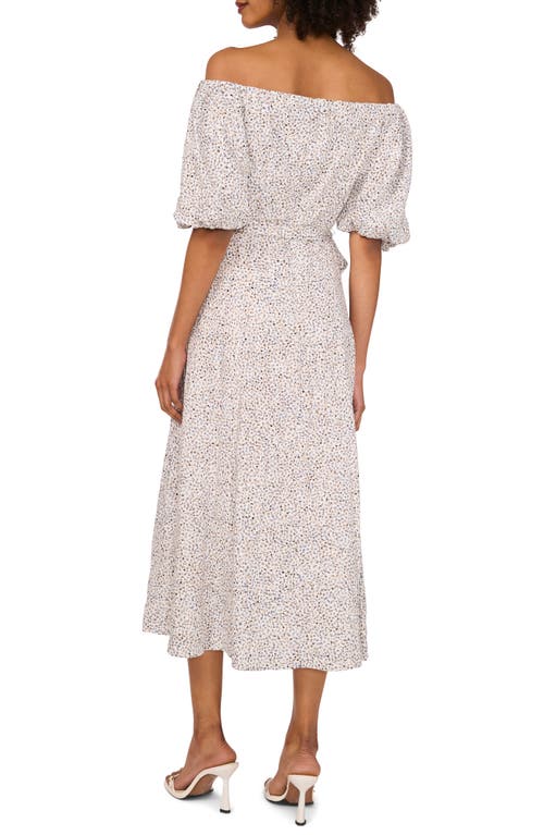 Vince Camuto Abstract Print Off The Shoulder Dress In Gray
