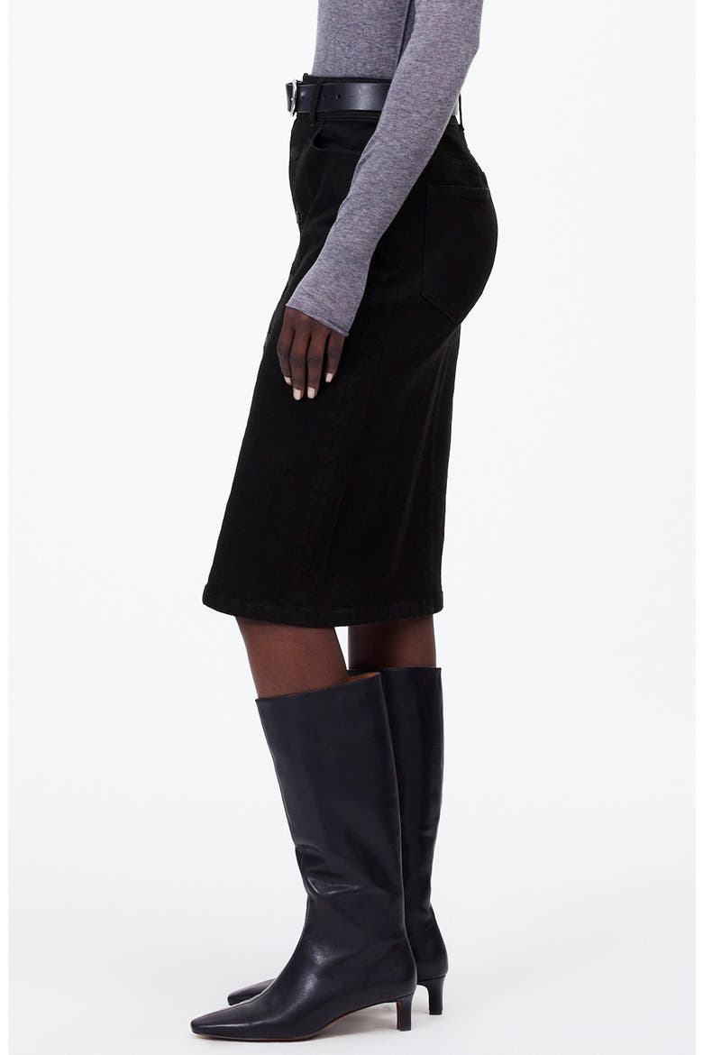 Button Front Denim Midi Skirt, Alternate, color, CLEAN BLACK WASH