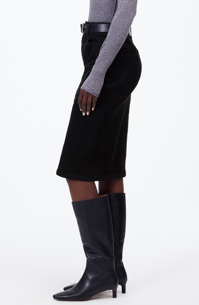 Madewell Button Front Denim Midi Skirt, Alternate, color, Clean Black Wash