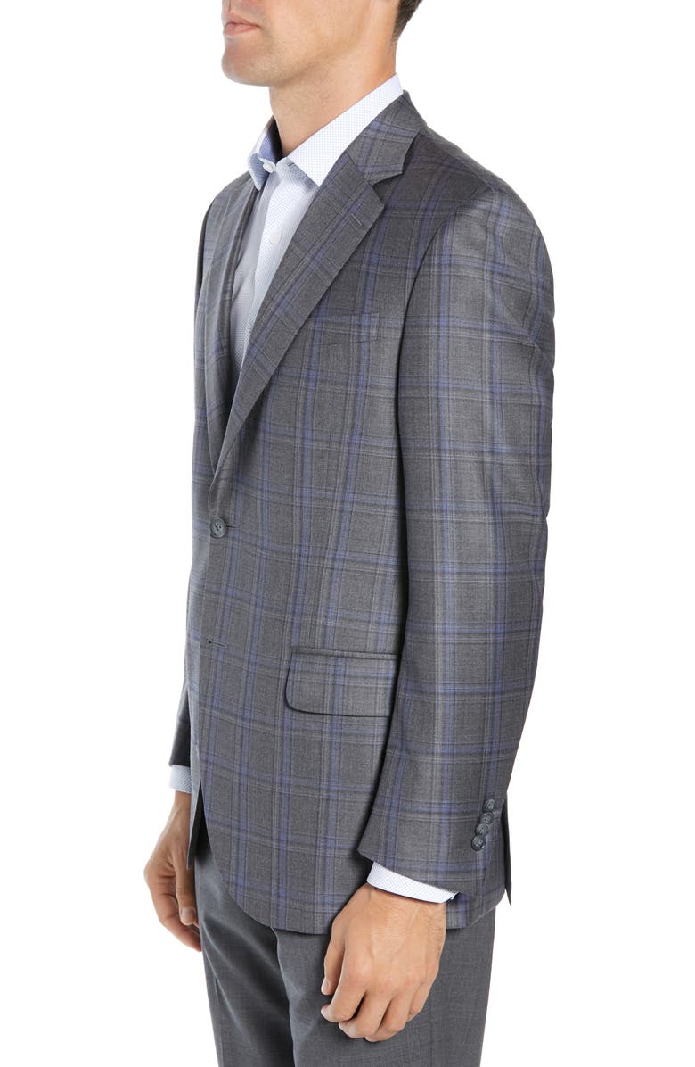 Peter Millar Classic Fit Grey Plaid Sport Coat, Alternate, color, 