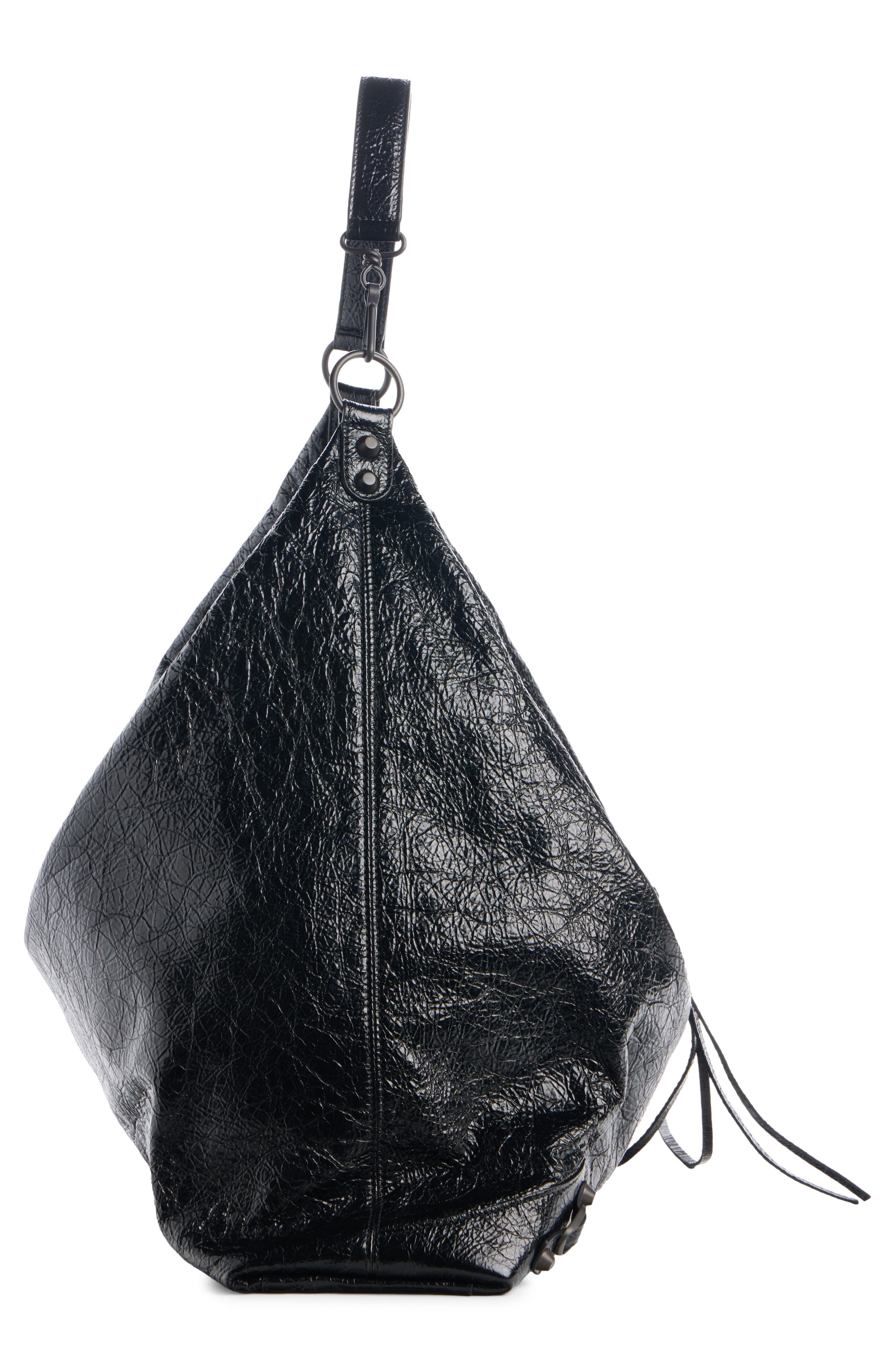 Le City Large Leather Hobo, Alternate, color, 1000 BLACK