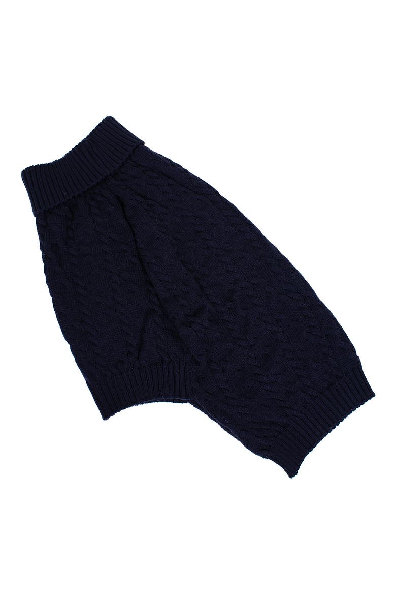 Cable Knit Dog Sweater, Alternate, color, NAVY