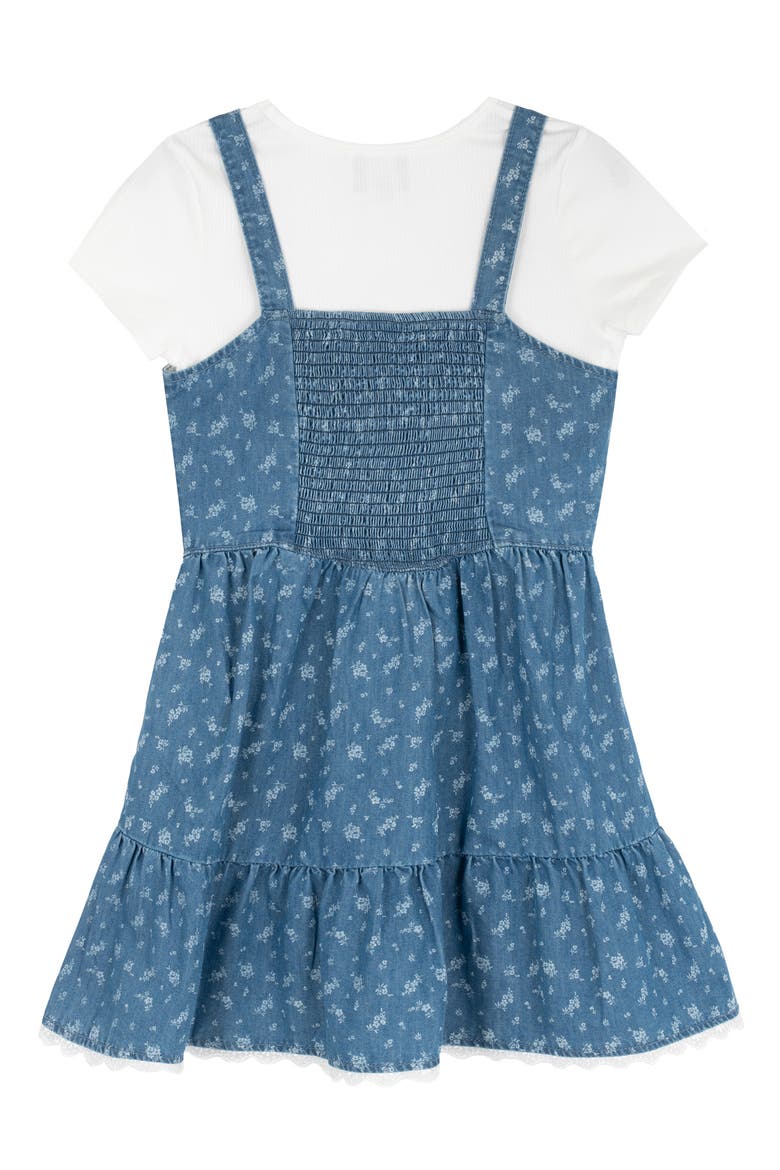Kids' Printed Denim Dress & T-Shirt Set, Alternate, color, BLUE